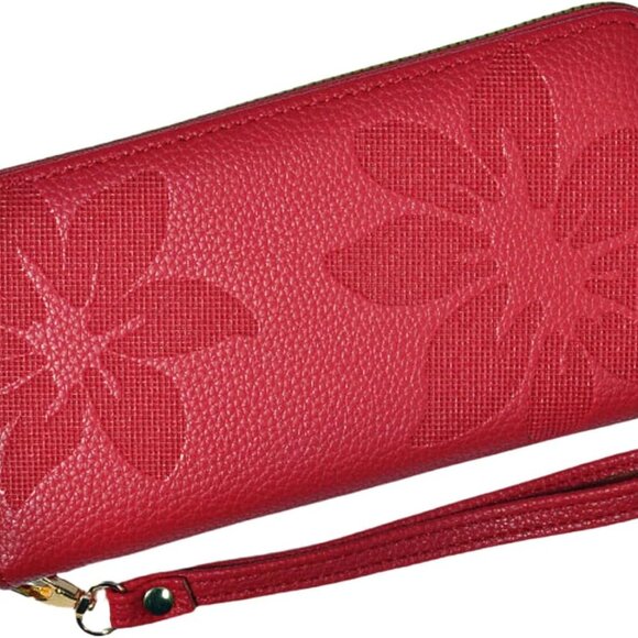 Womens Wallet RFID Wristlet Wallet for Women Zip Around Credit Card Holder Flora - Picture 1 of 9